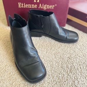 Etiennne Aigner Black Leather Ankle Boots